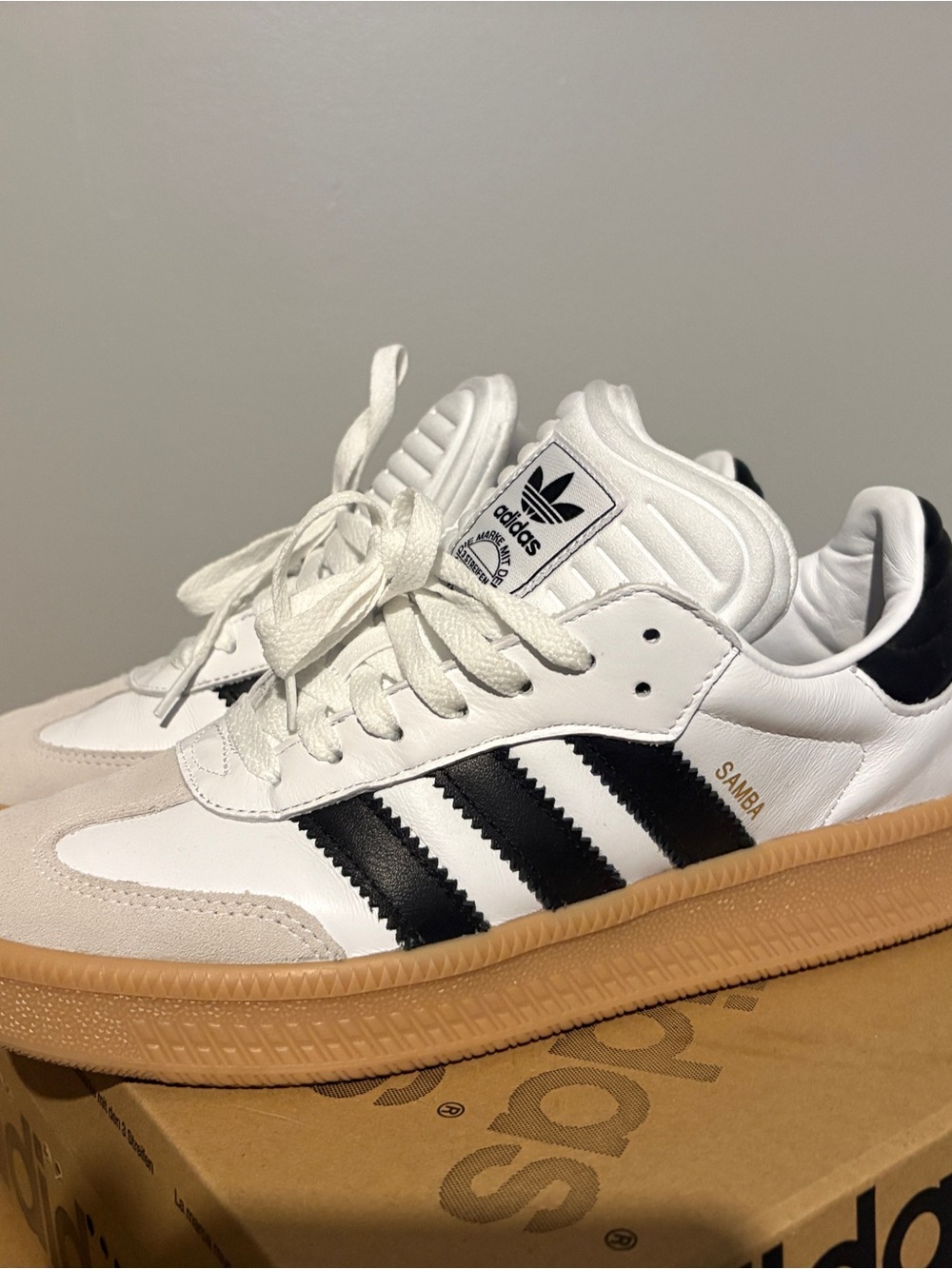 adidas Samba White with Black Stripes and Gum Sole